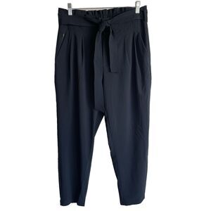 Athleta Skyline Pants II Black Belted Career Preppy Work Office Trousers Size 8